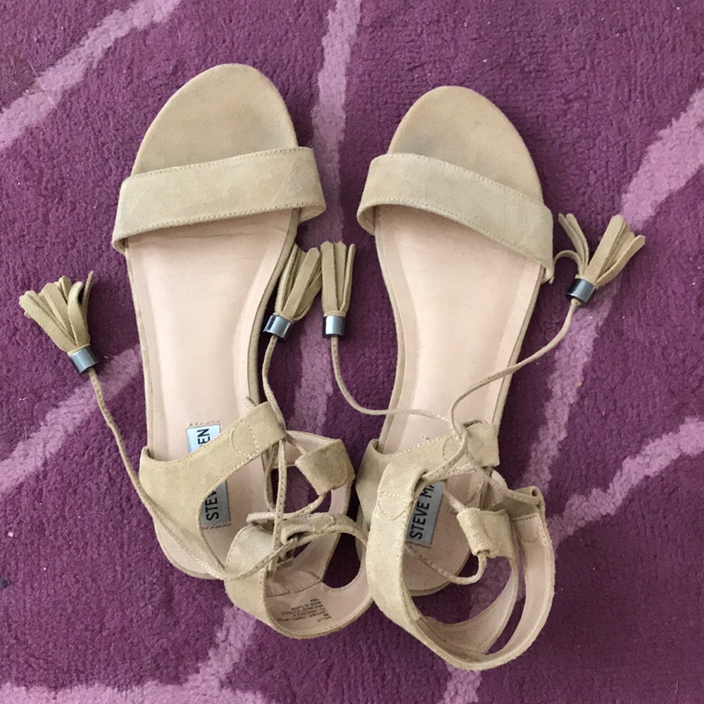 Tan Steve Madden Ankle Tie Sandals - Size 9